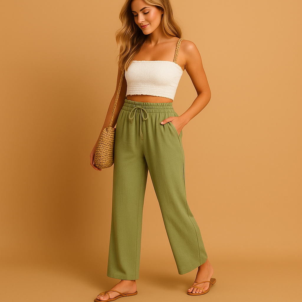 Bequeme Loungehose mit hoher Taille und geraden Beinen | Benthe-Genf Boutique