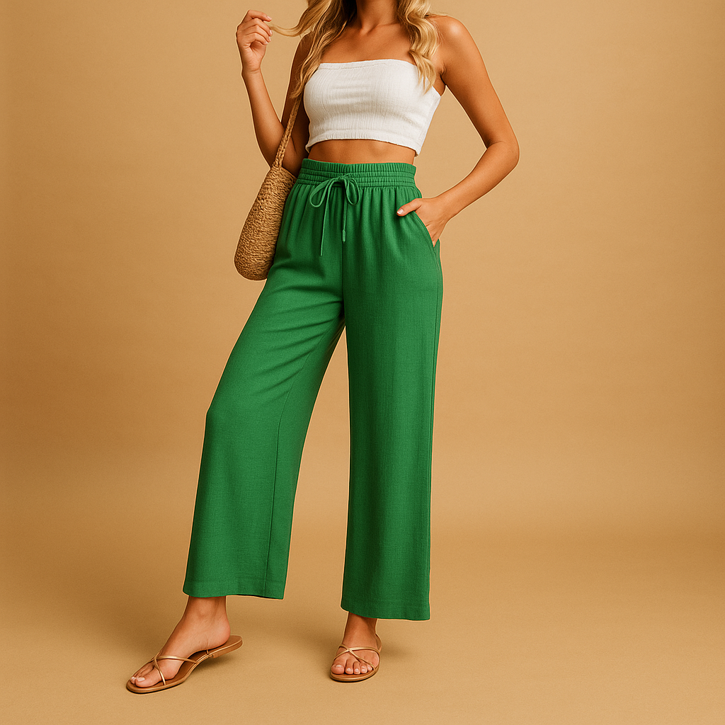 Bequeme Loungehose mit hoher Taille und geraden Beinen | Benthe-Genf Boutique