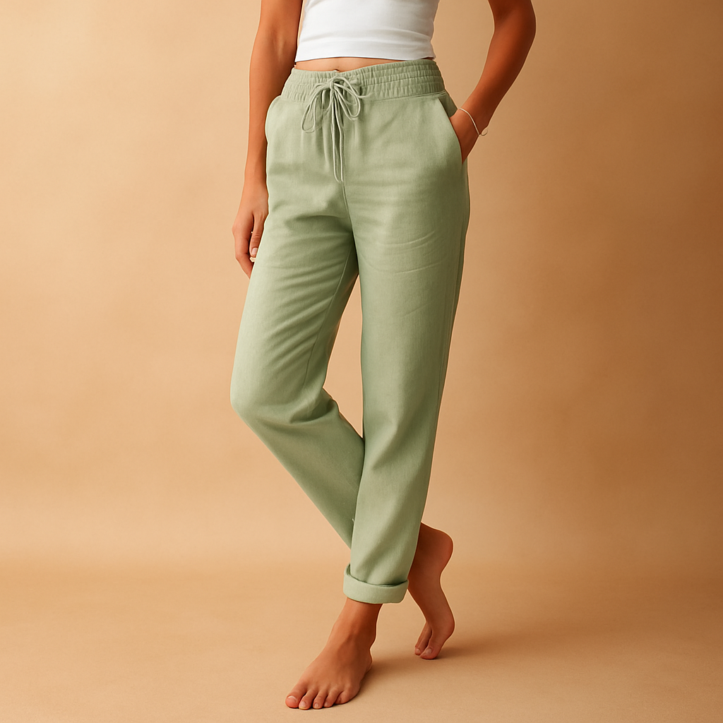 Bequeme Loungehose mit hoher Taille und geraden Beinen | Benthe-Genf Boutique