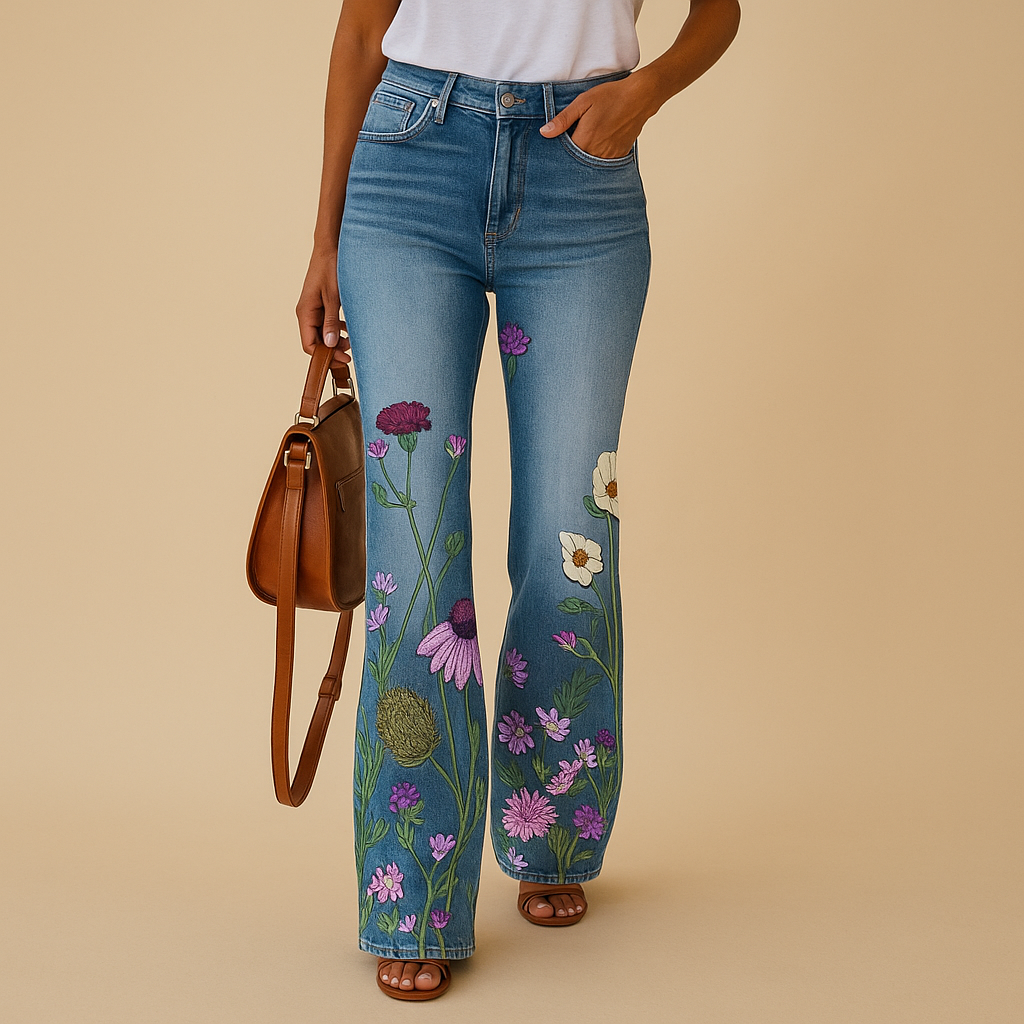 Blumenmuster ausgestellte Jeans für Damen | Yara-Genf Boutique
