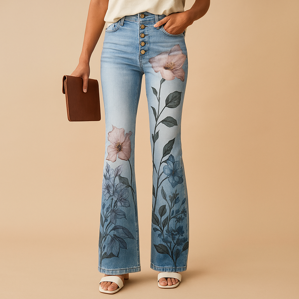 Blumenmuster ausgestellte Jeans für Damen | Yara-Genf Boutique