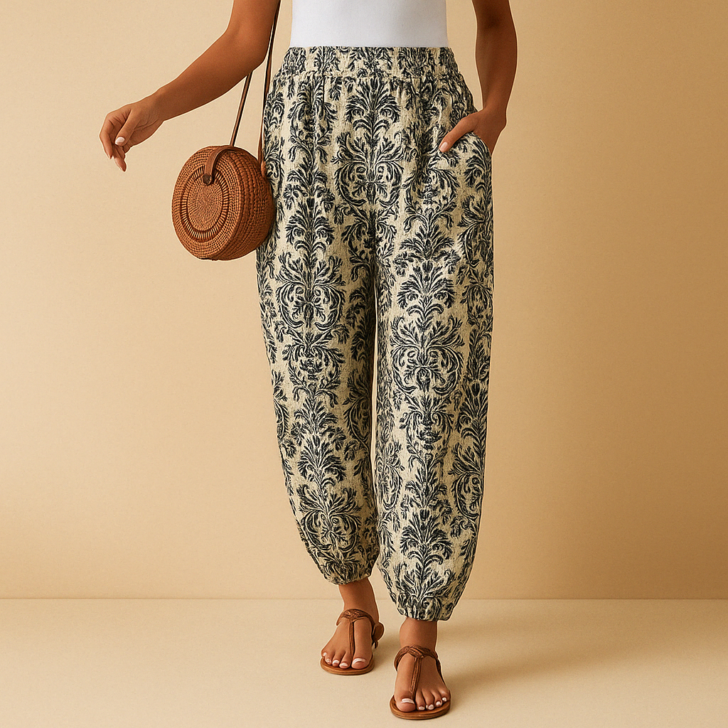 Weite Hose Damen mit Hoher Taille im Boho-Stil | Elena-3