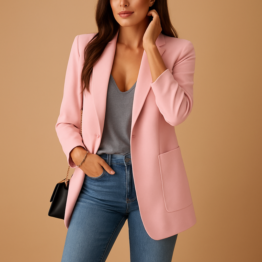 Eleganter langer Blazer mit schlankem Schnitt für Damen | Elise-Genf Boutique