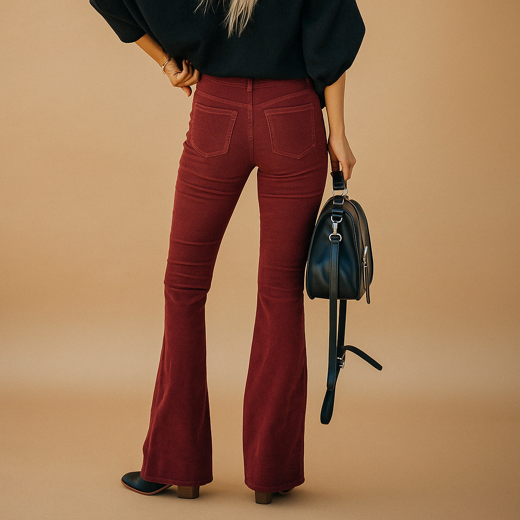 Stoffhose Damen im Retro-Look mit ausgestelltem Bein | Maartje-3