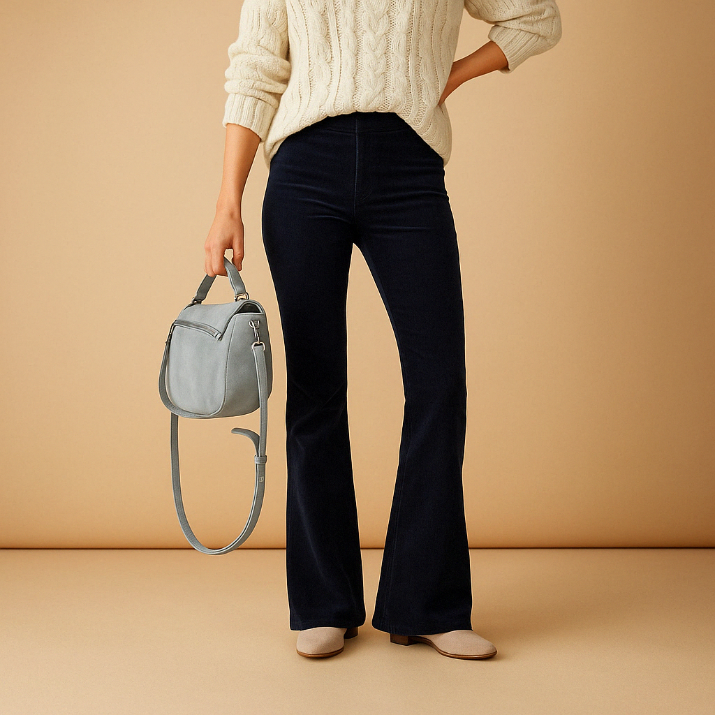 Stoffhose Damen im Retro-Look mit ausgestelltem Bein | Maartje-6