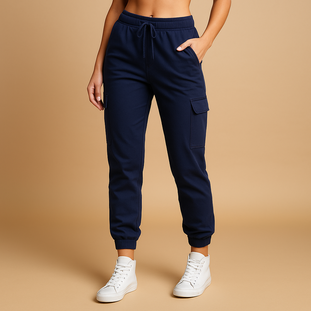 Hochtaillierte Frachtpants mit Stretchstoff für Damen | Elvira-Genf Boutique