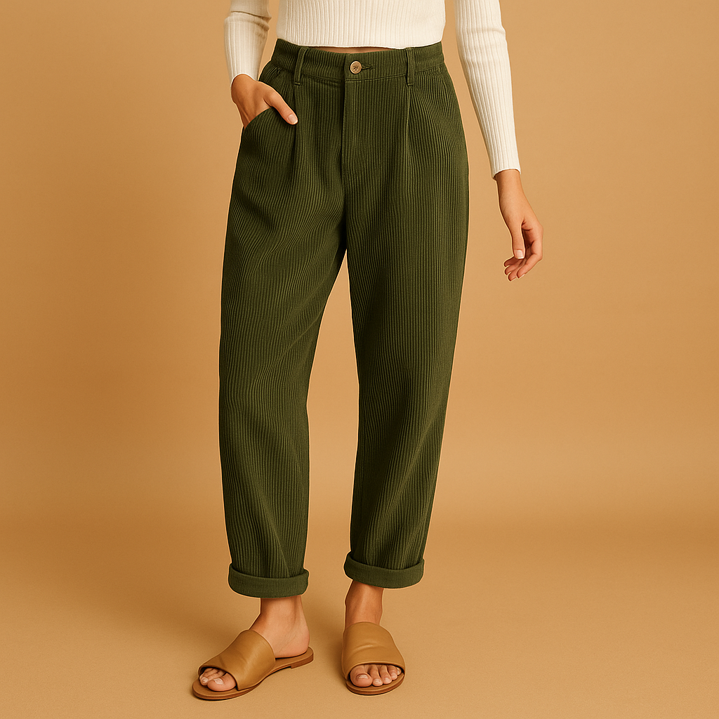 Hochtaillierte Stoffhose Damen mit geraden Beinen | Nina-Genf Boutique
