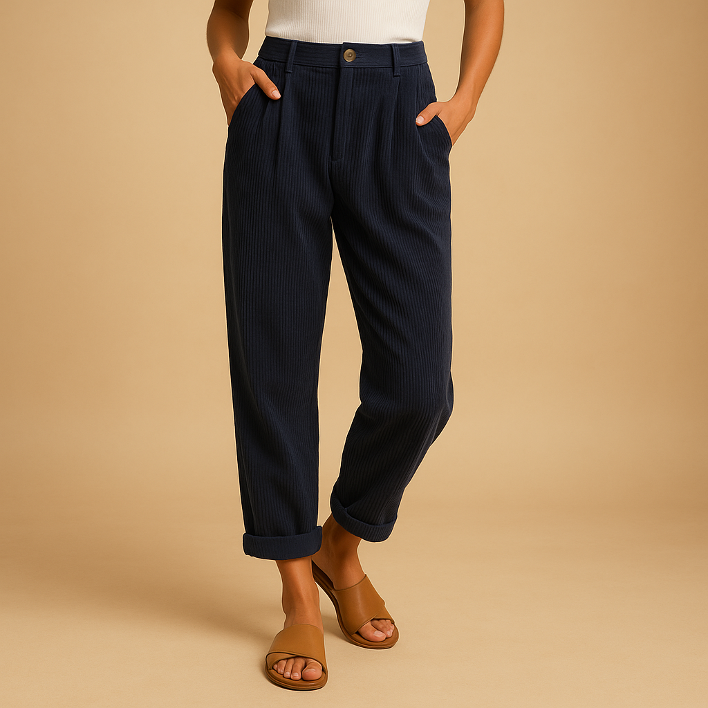 Hochtaillierte Stoffhose Damen mit geraden Beinen | Nina-Genf Boutique