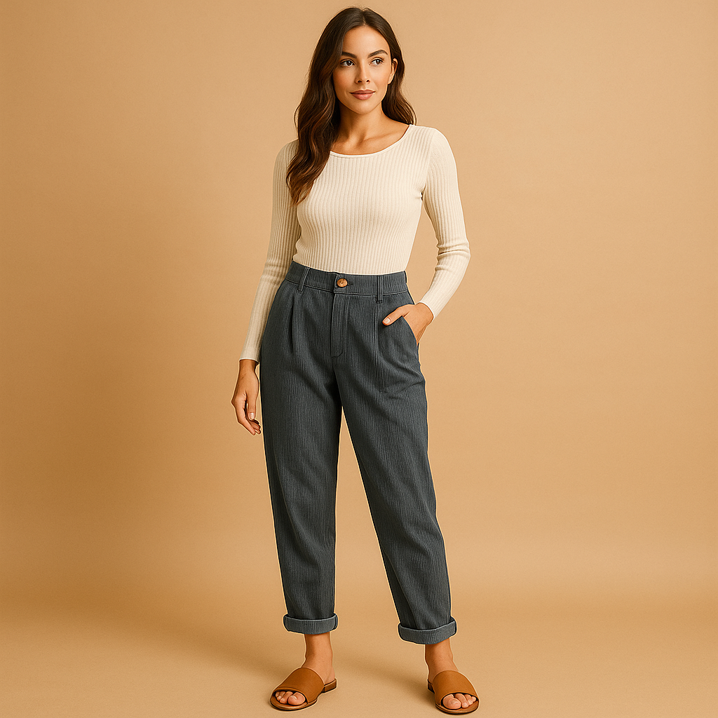 Hochtaillierte Stoffhose Damen mit geraden Beinen | Nina-Genf Boutique