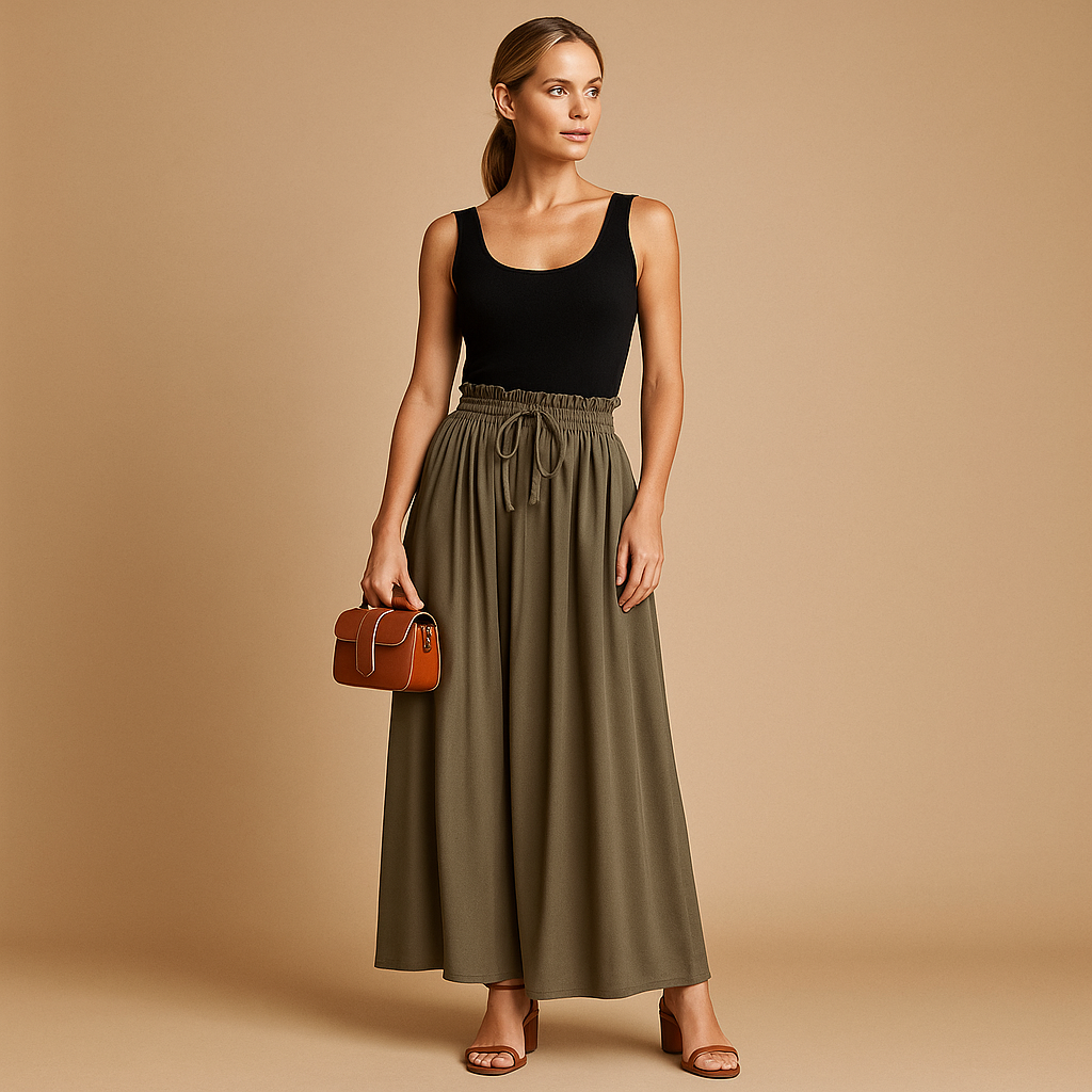Hosen Damen mit Hoher Taille und Weitem Bein | Yara-Genf Boutique