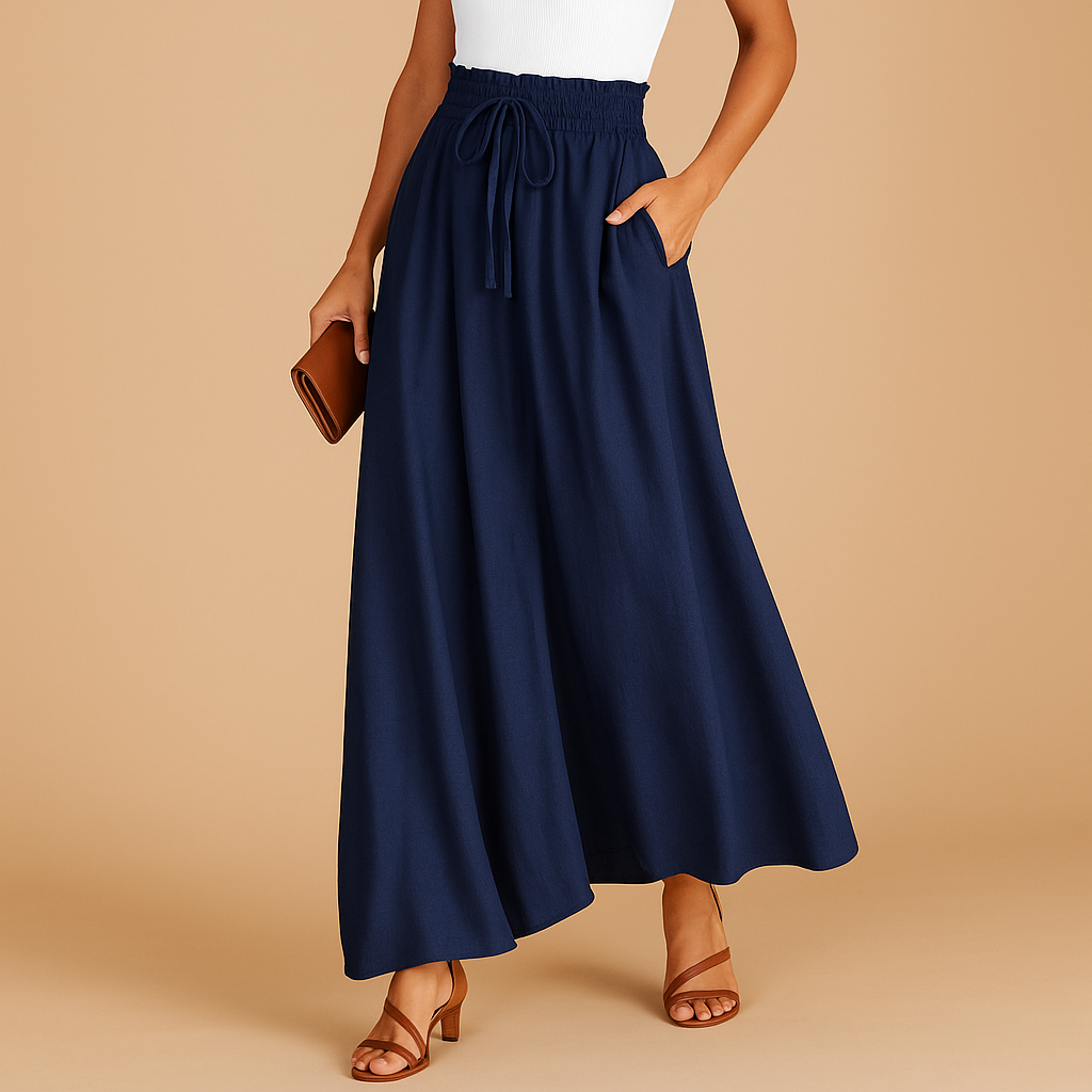 Hosen Damen mit Hoher Taille und Weitem Bein | Yara-Genf Boutique