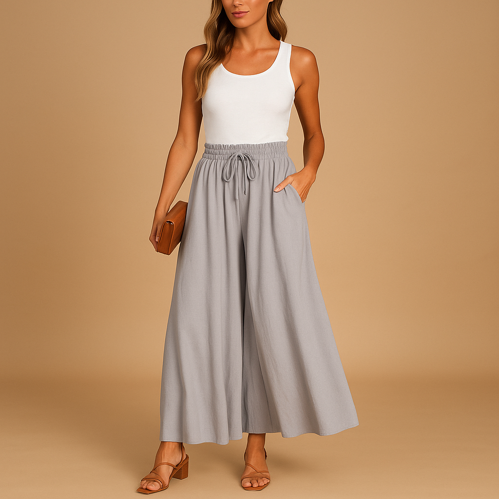 Hosen Damen mit Hoher Taille und Weitem Bein | Yara-Genf Boutique