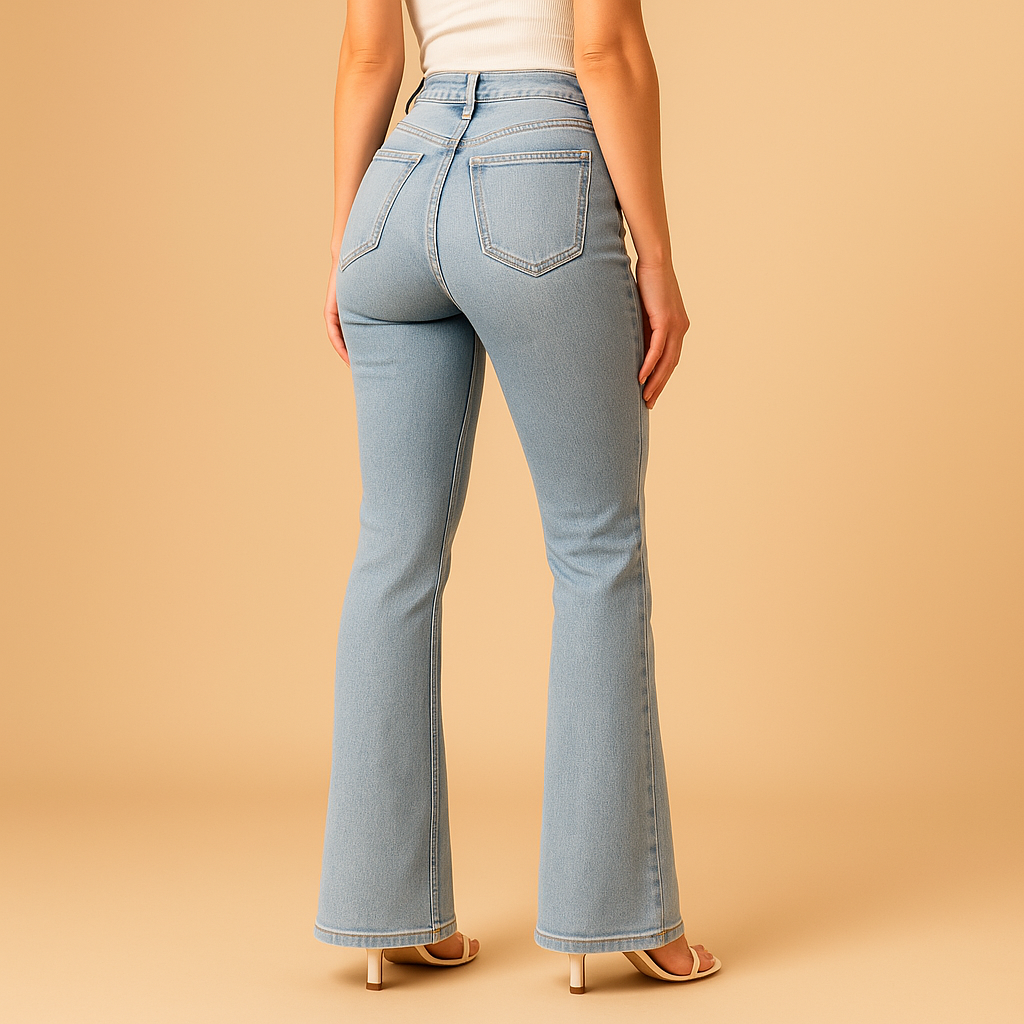 Jeans Damen Hohe Taille mit Ausgestellten Beinen | Yasmine-Genf Boutique