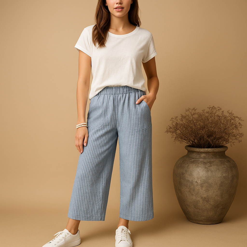 Leichte Sommerhose Damen aus atmungsaktivem Leinen | Fleur-Genf Boutique