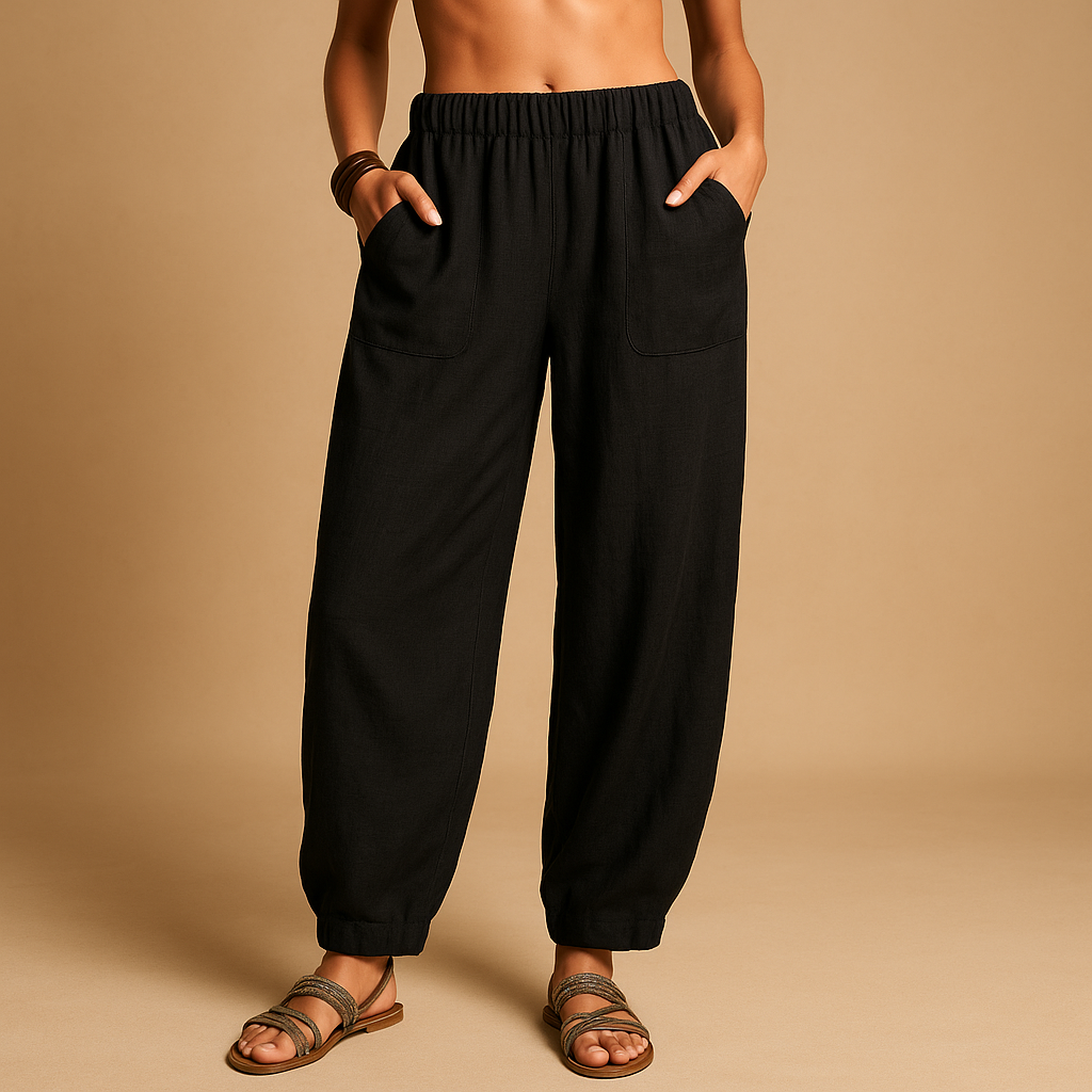 Leichte Sommerhose Damen mit Hohem Taillenbund | Femke-Genf Boutique