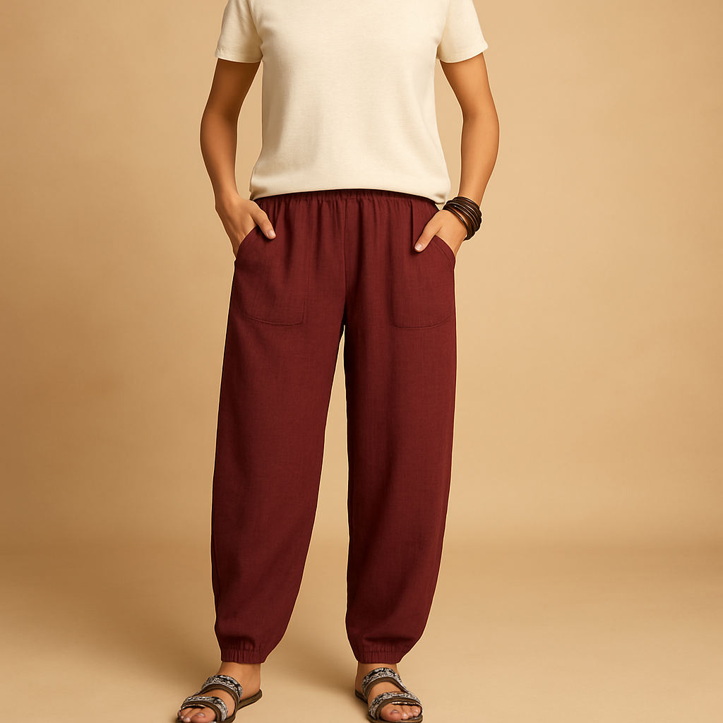 Leichte Sommerhose Damen mit Hohem Taillenbund | Femke-Genf Boutique
