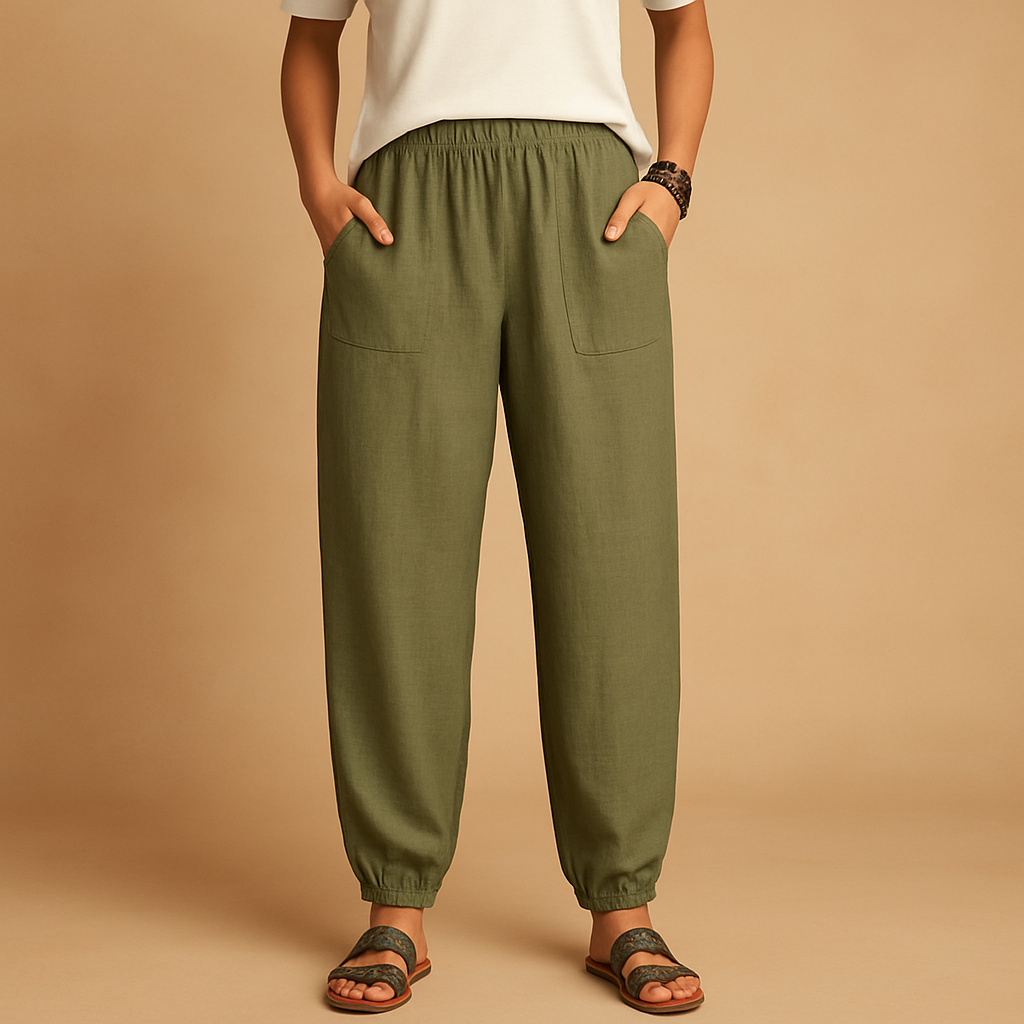 Leichte Sommerhose Damen mit Hohem Taillenbund | Femke-Genf Boutique