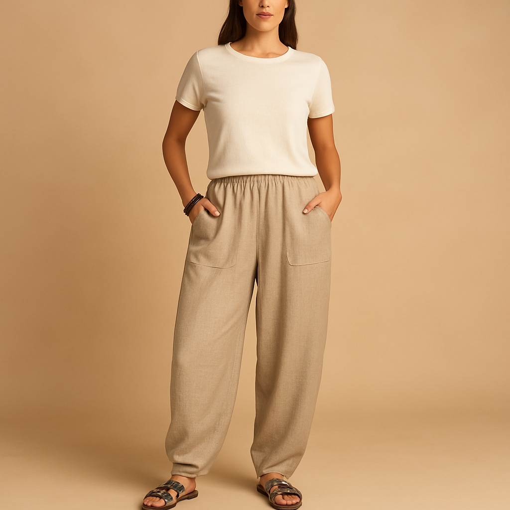 Leichte Sommerhose Damen mit Hohem Taillenbund | Femke-Genf Boutique