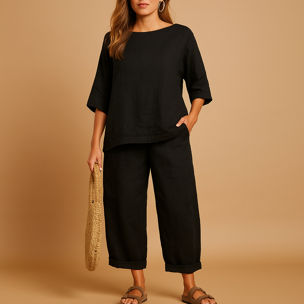 Luftige Damenmode mit lässigem Shirt und 3/4-Hose | Kiana-Genf Boutique