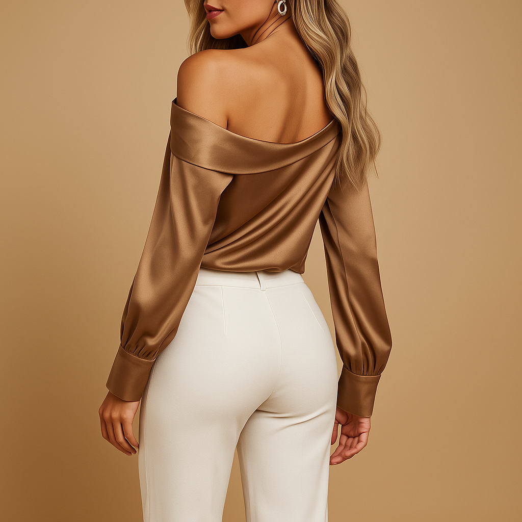 Off-Shoulder-Bluse mit Satin-Look für Damen | Isabeau-Genf Boutique