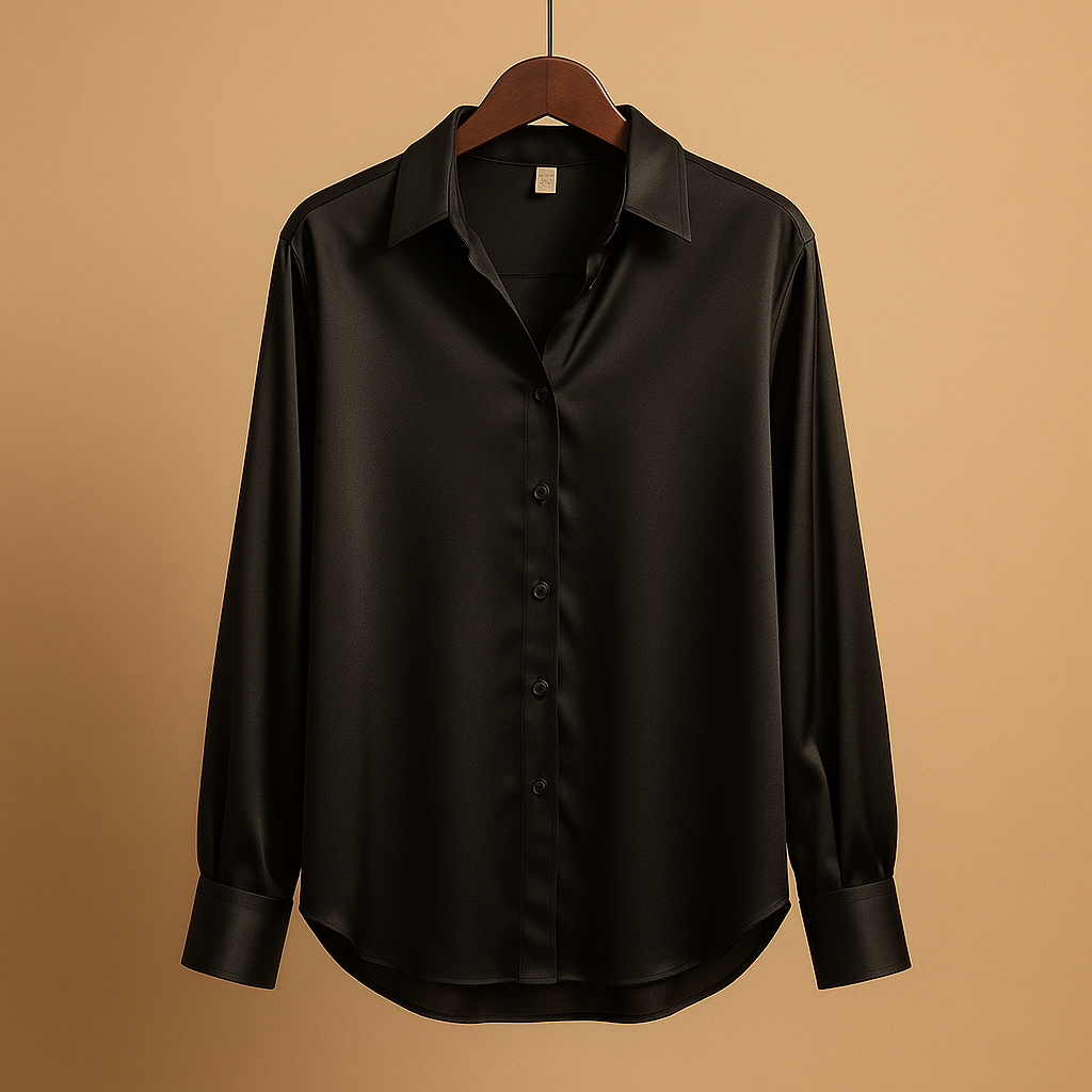 Satinbluse mit veränderten Kragen für Damen | Mirthe-Genf Boutique