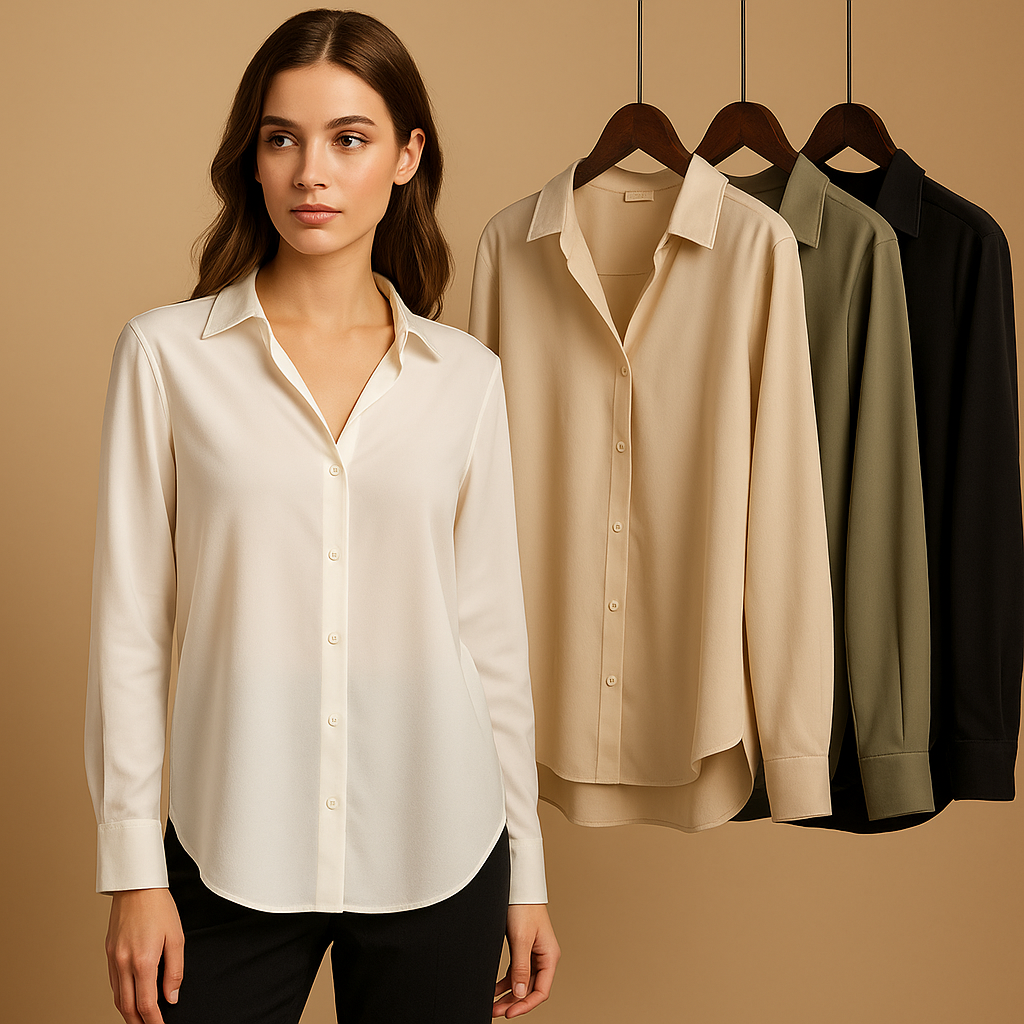 Satinbluse mit veränderten Kragen für Damen | Mirthe-Genf Boutique