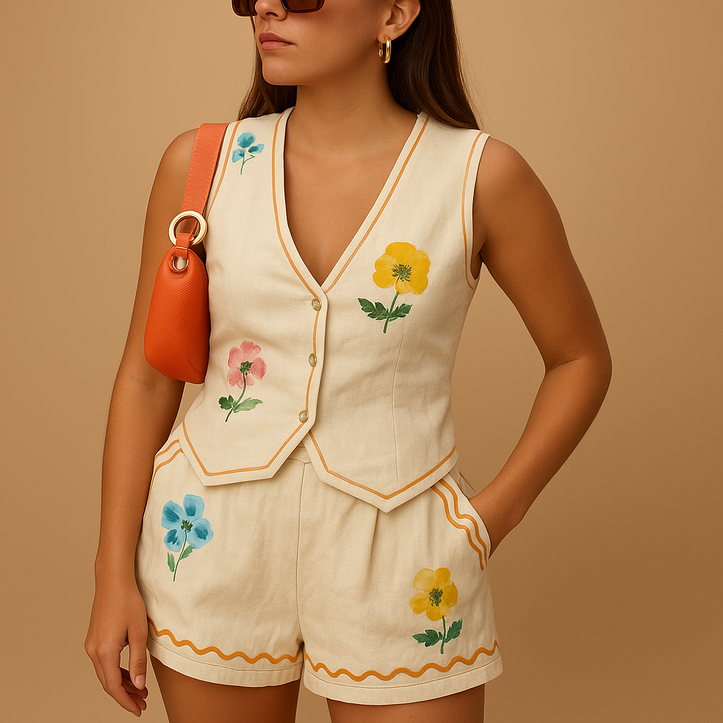 Stilvolles loungewear Set mit Krawatte und Shorts für Damen | Veerle-Genf Boutique