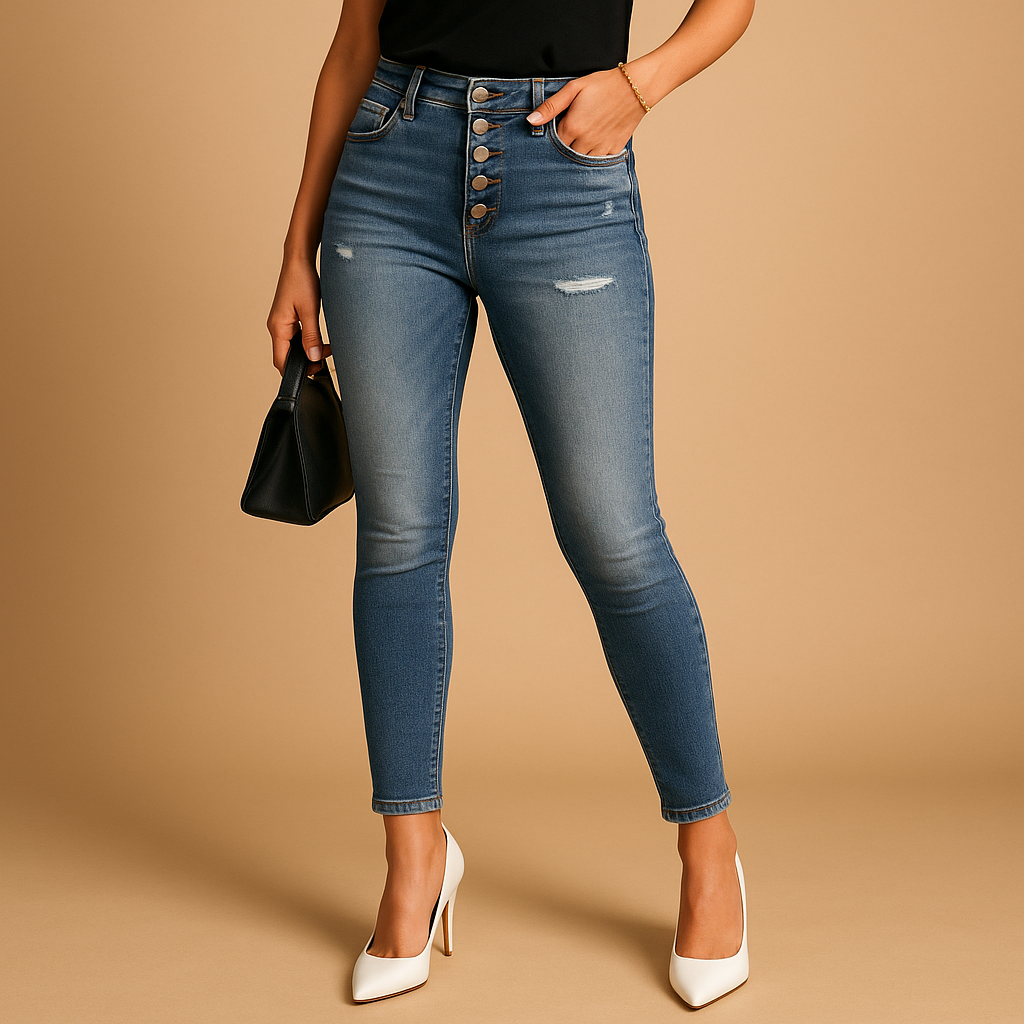 Zerrissene Damenjeans mit ausgefranstem Finish für coolen Look | Mila-Genf Boutique