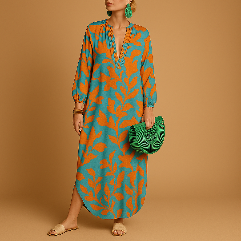 Variant image for Boho Maxi Kleid mit langen Ärmeln aus leichtem Stoff | Mila-6