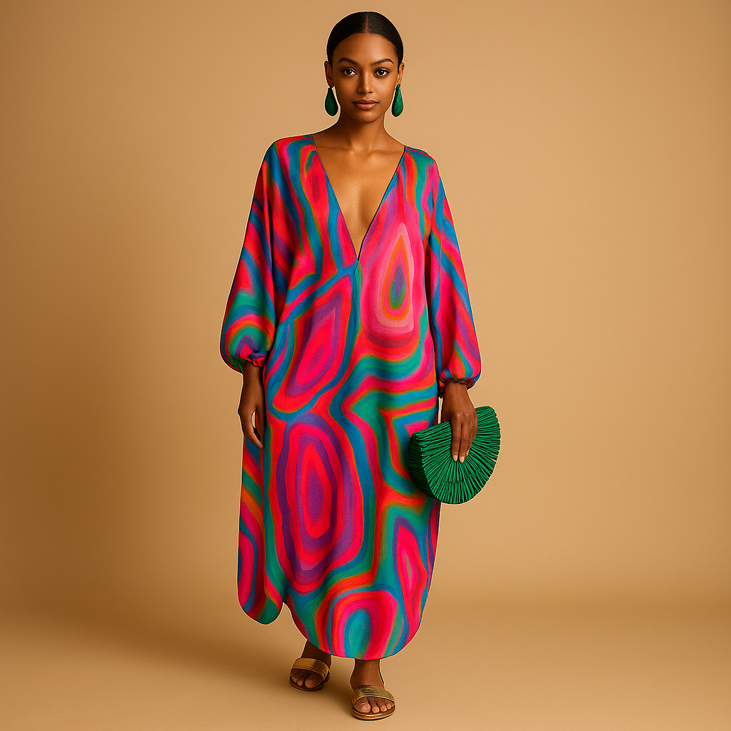 Variant image for Boho Maxi Kleid mit langen Ärmeln aus leichtem Stoff | Mila-26