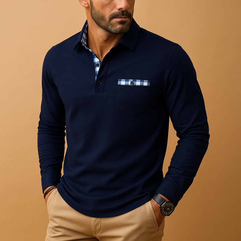 Atmungsaktives Langarm Poloshirt für Männer | Matten-4