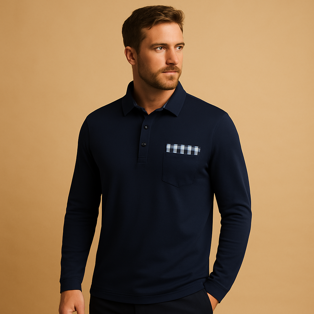 Atmungsaktives Langarm Poloshirt für Männer | Matten-3