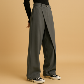 Baggy Hosen mit Doppelknopfverschluss im Asymmetrischen Design | Rose-Genf Boutique