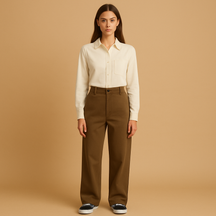 Baggy Hosen mit Doppelknopfverschluss im Asymmetrischen Design | Rose-Genf Boutique