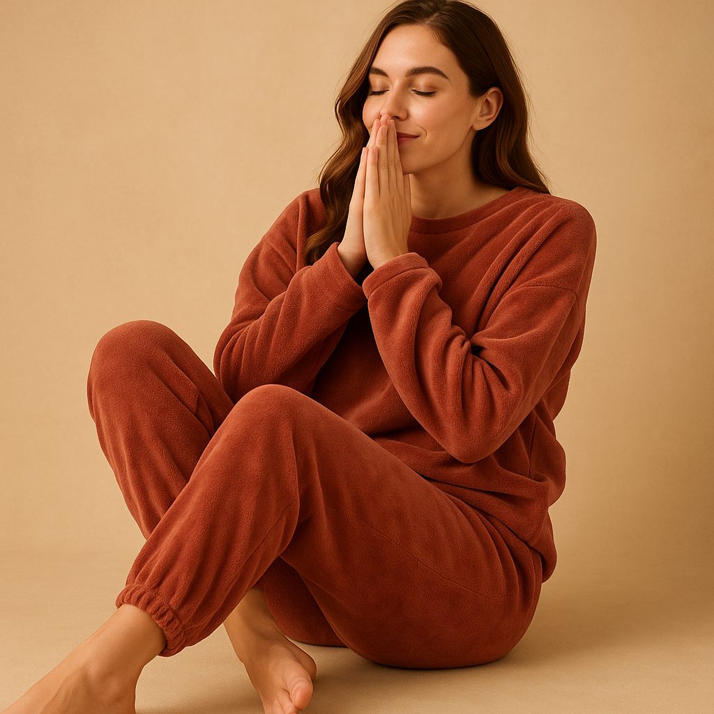 Bequeme Damen-Pyjamaset mit weicher Sweatshirt und Hose | Femke-Genf Boutique