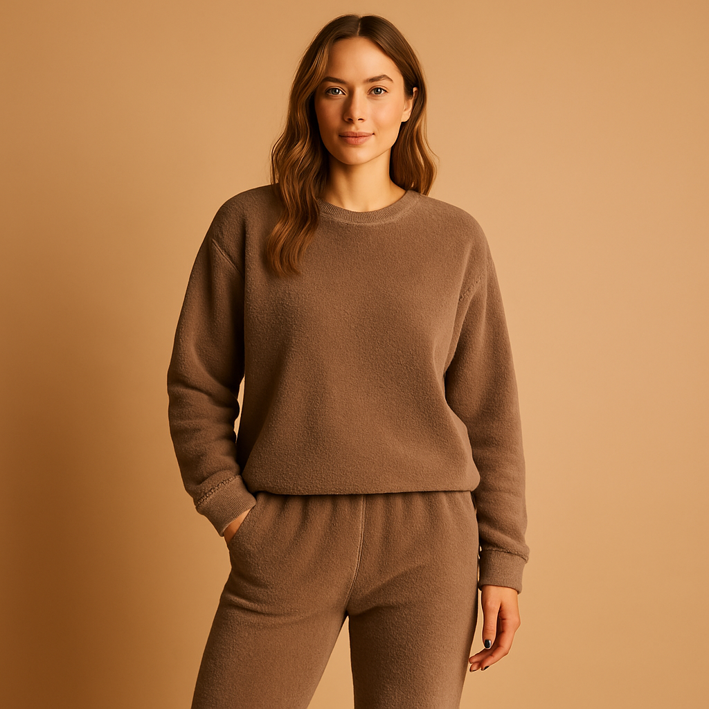 Bequeme Damen-Pyjamaset mit weicher Sweatshirt und Hose | Femke-Genf Boutique
