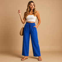 Bequeme Loungehose mit hoher Taille und geraden Beinen | Benthe-Genf Boutique