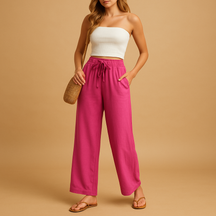 Bequeme Loungehose mit hoher Taille und geraden Beinen | Benthe-Genf Boutique
