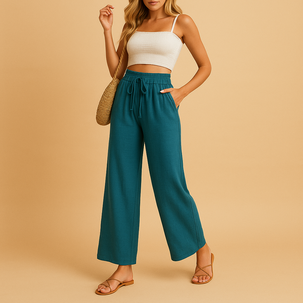Bequeme Loungehose mit hoher Taille und geraden Beinen | Benthe-Genf Boutique