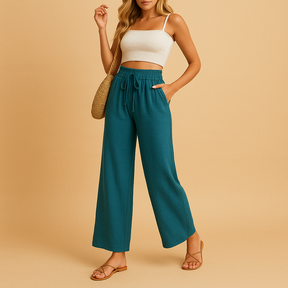 Bequeme Loungehose mit hoher Taille und geraden Beinen | Benthe-Genf Boutique