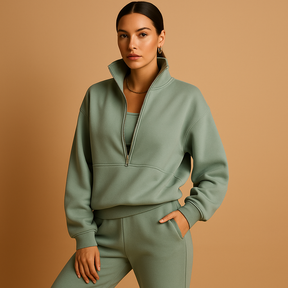 Bequemes Damen-Joggingpak mit halbem Reißverschluss | Loïs-Genf Boutique