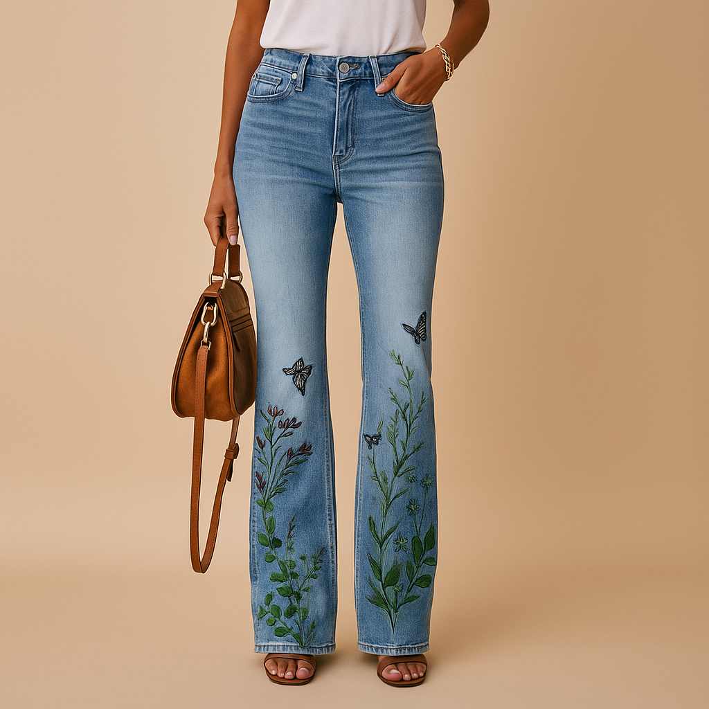 Blumenmuster ausgestellte Jeans für Damen | Yara-Genf Boutique