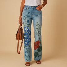 Blumenmuster ausgestellte Jeans für Damen | Yara-Genf Boutique