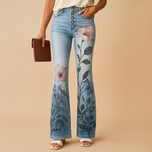 Blumenmuster ausgestellte Jeans für Damen | Yara-Genf Boutique
