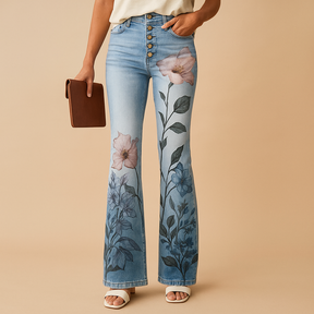 Blumenmuster ausgestellte Jeans für Damen | Yara-Genf Boutique