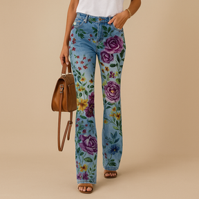 Blumenmuster ausgestellte Jeans für Damen | Yara-Genf Boutique