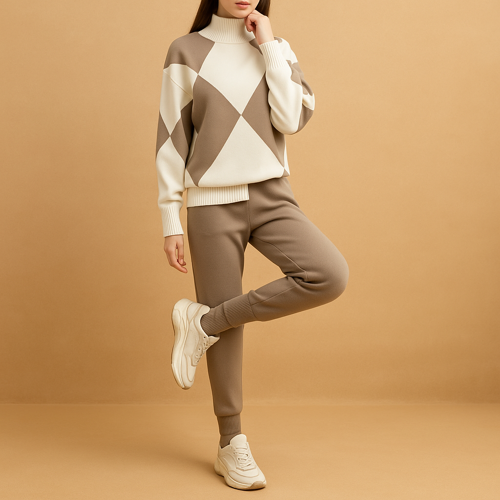 Damen Hausanzug Set aus Sweatshirt und Jogginghose | Ilona-Genf Boutique