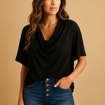 Elegante Bluse Damen mit Fledermaushülsen aus Chiffon | Emma-Genf Boutique