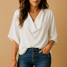Elegante Bluse Damen mit Fledermaushülsen aus Chiffon | Emma-Genf Boutique