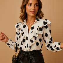 Elegante Bluse Damen mit V-Ausschnitt und Rüschen | Annelies-Genf Boutique